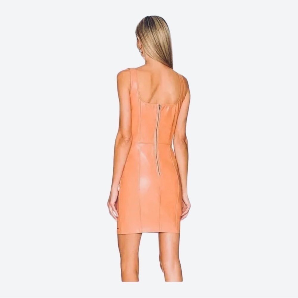 NEW N:Philanthropy Vegan Leather Mini Dress Nuevo Sleeveless Camel Size XS - Picture 3 of 8